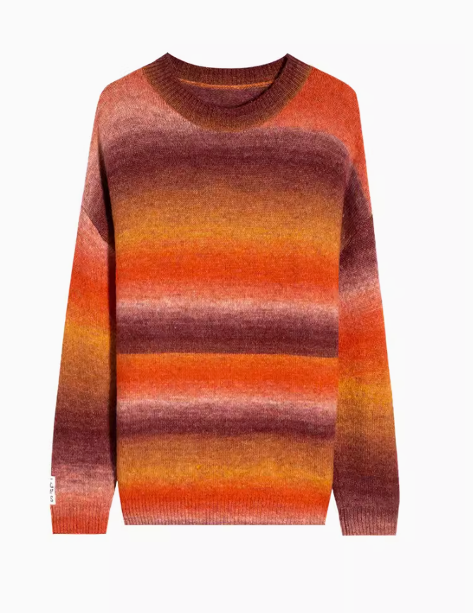 Retro Striped Contrast Rainbow Sweater