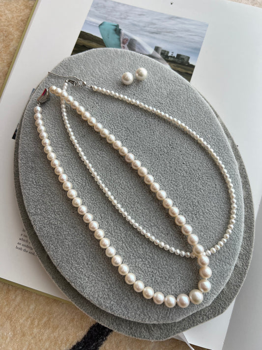 Natural freshwater nuclear pearl necklace