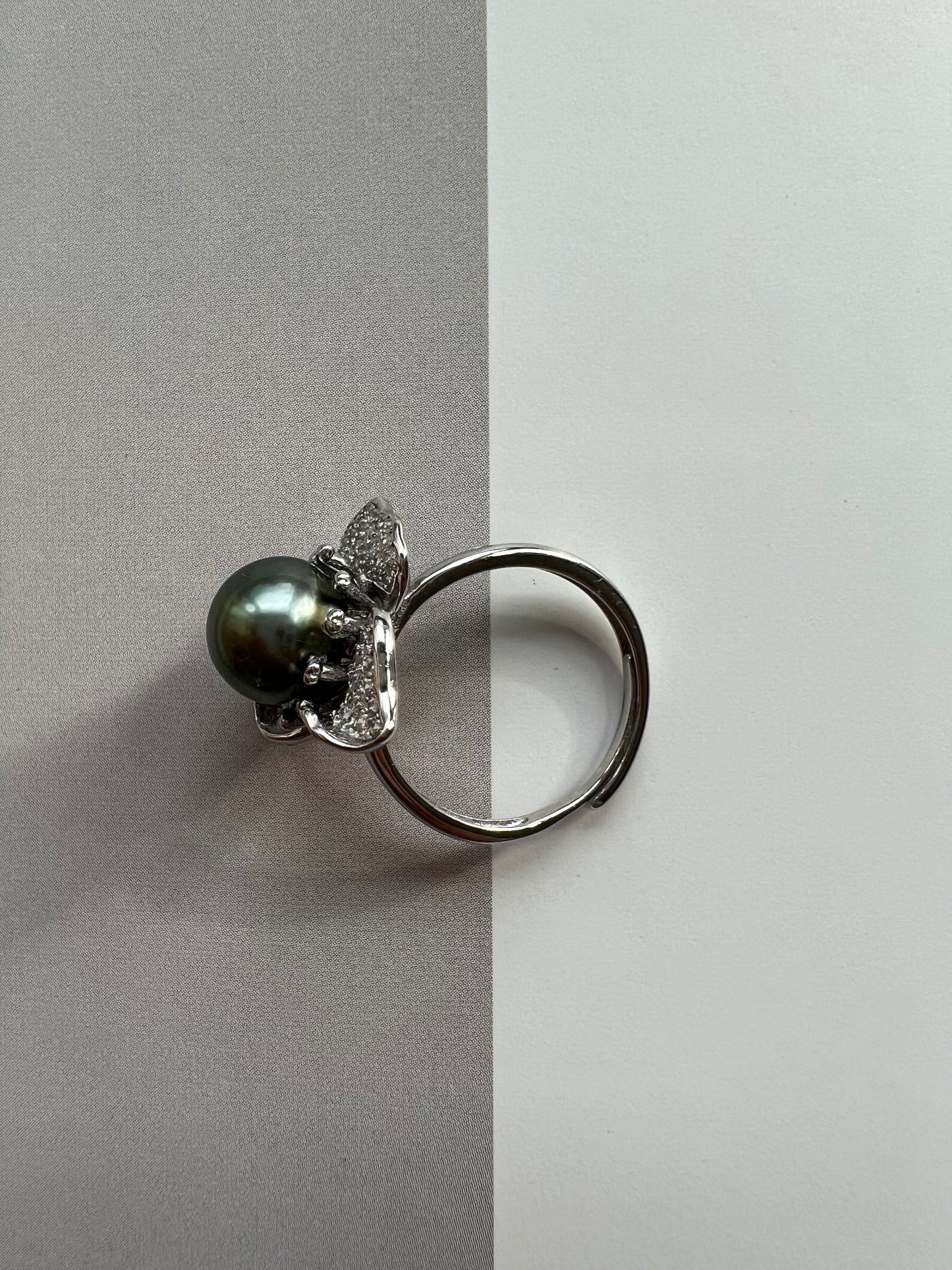 Moonlight - Genuine Tahitian Pearl In Sterling Silver Ring 8.9mm