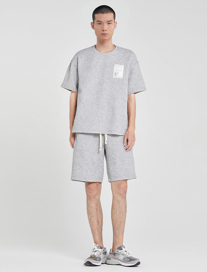 Oversized Lazy Style Texture Sports Short Sleeve Set